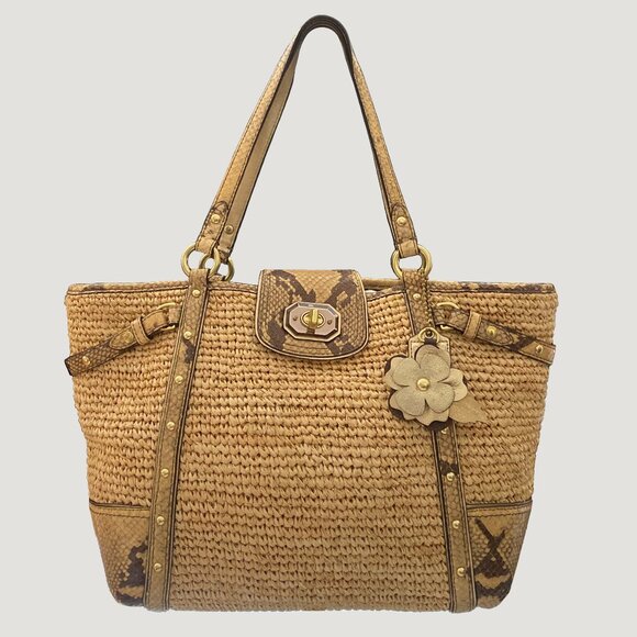COACH 16839 Natalie Hampton Straw Tote - Picture 1 of 11